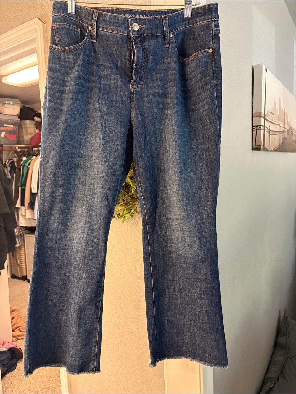 Chico's Dark Blue Cropped Raw-Hem Jeans